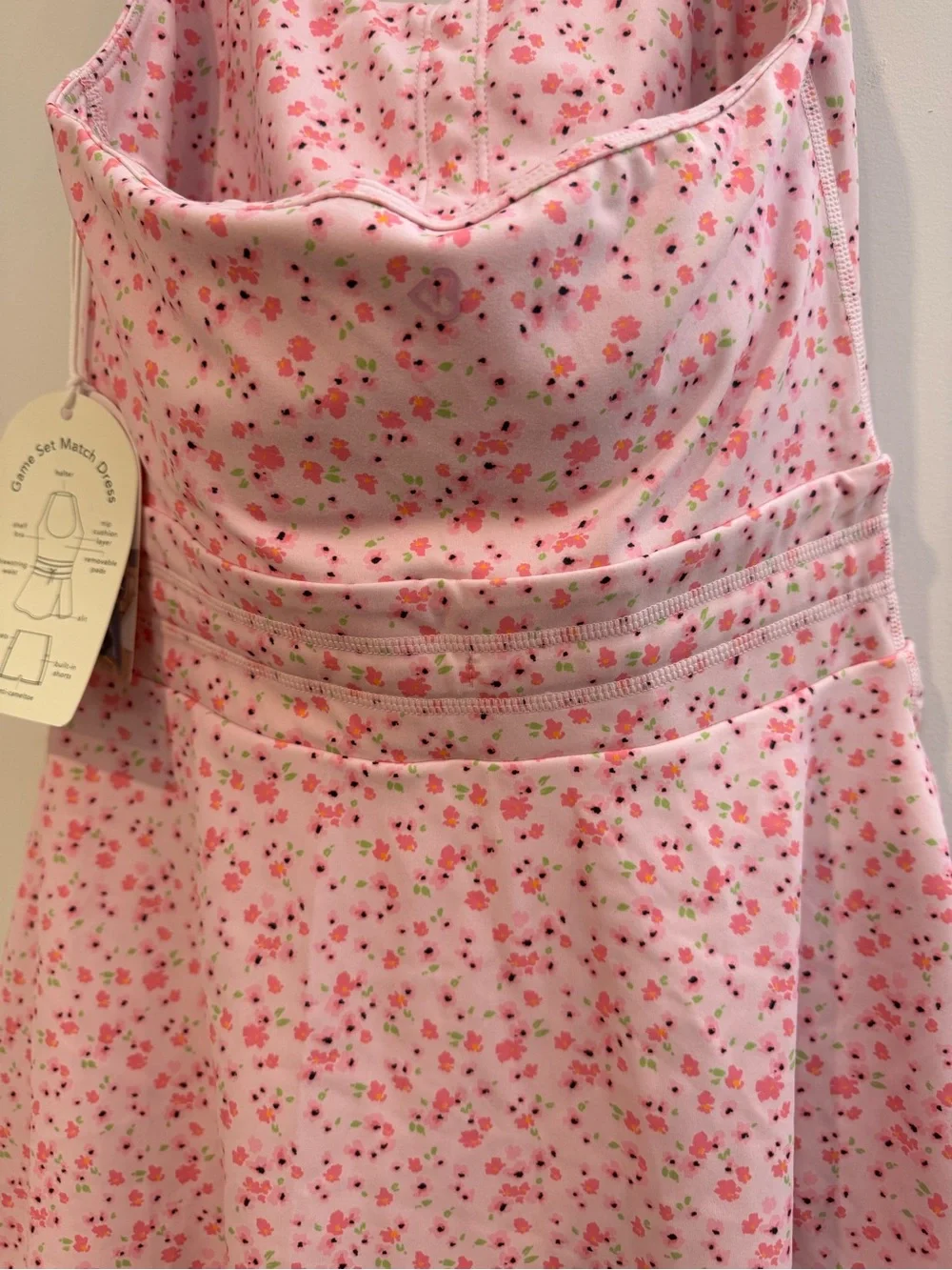 Blogilates Women's Game Set Match Activewear Dress, Pink Floral, NWT